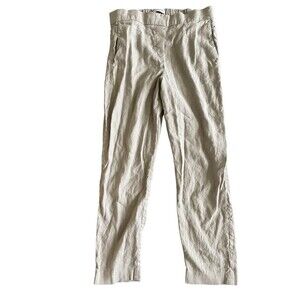 Aritzia Babaton Conan Pant Cropped‎ Linen Blend Dress Pants Beige Slim Trouser 6